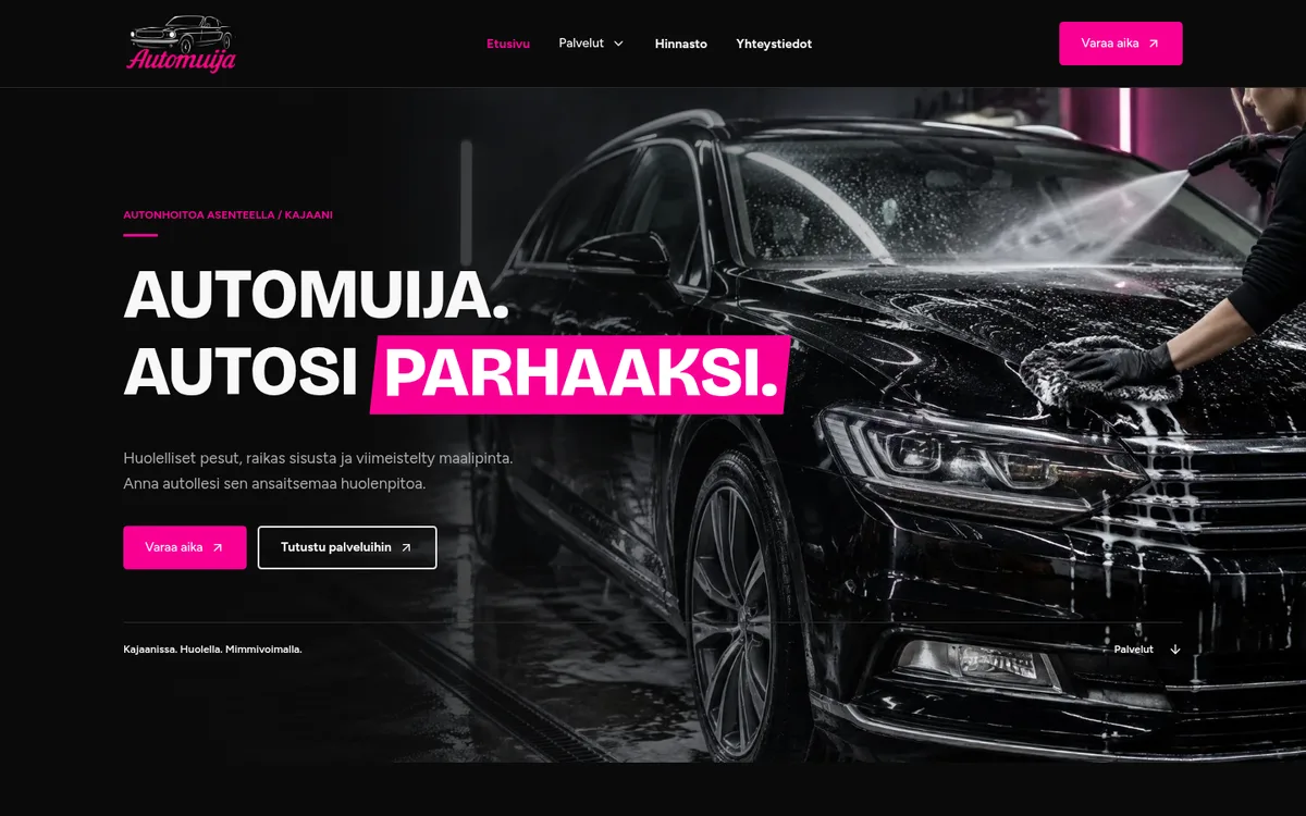 Automuija.fi – verkkosivuston kuvakaappaus