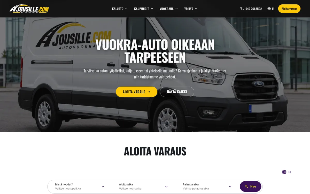 Jousilla.com – verkkosivuston kuvakaappaus