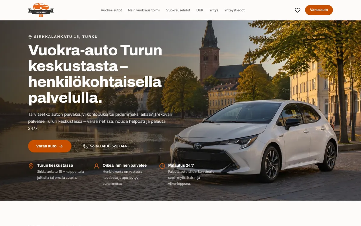 Trekovan – verkkosivuston kuvakaappaus